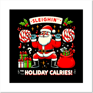 Sleighing' the Holiday Calories funny Santa claus Posters and Art